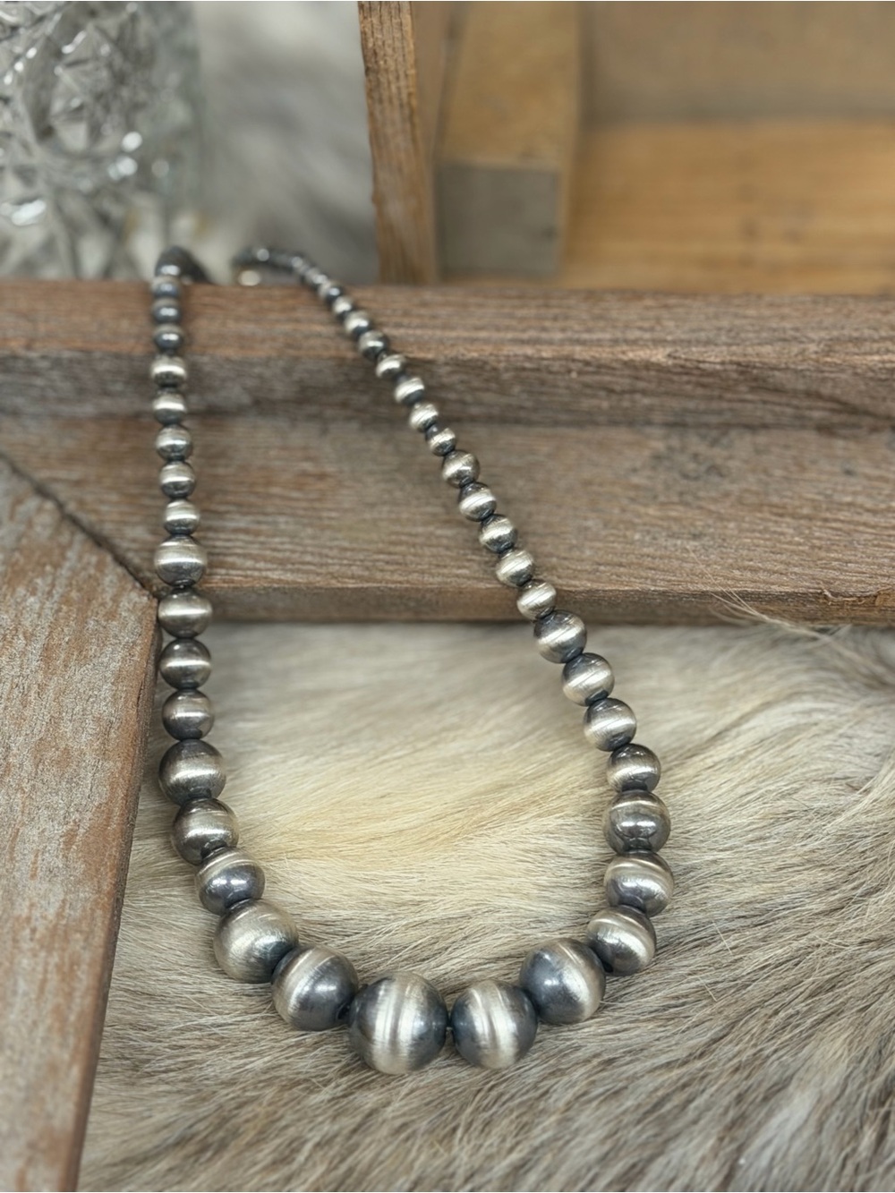 Authentic Native made Navajo Pearls-Sterling Silver 16”
